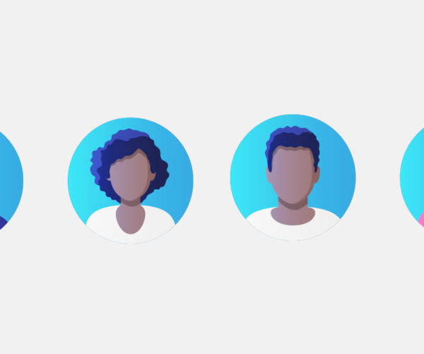 Graphic illustration of a series of user avatars.