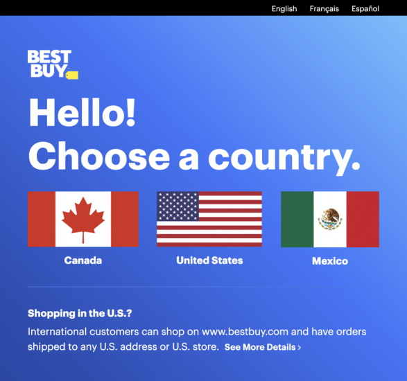 Right away, Best Buy forces users to make a decision.