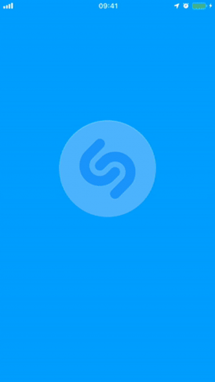 Shazam uses a minimalist mobile app splash screen design that blends the background with the logo.