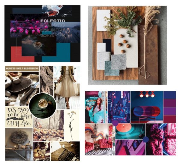 From left to right: Eclectic mood board. Image credit Elliot-Soul Green. Résidence Marlington⁠. Image credit design_societe. Personal project for brand inspiration. Image credit Malina Ithil. Mood board created for a new brand⁠. Image credit Raina D’Souza.