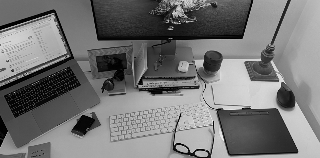 A view of Guy Ligertwood's home office desk.