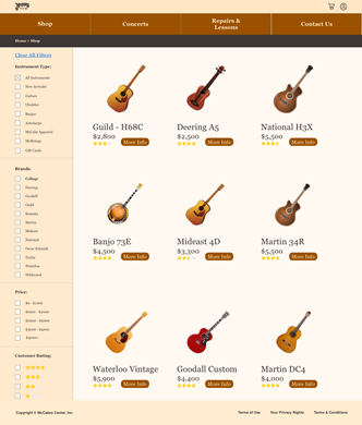 Image of product listing page with products in a line allowing for scalability.