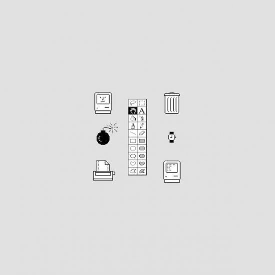 Examples of original Apple Macintosh skeuomorph icons created by Susan Kare. 