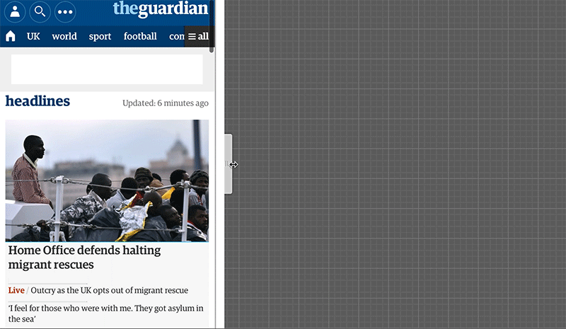 In this example, The Guardian employs the Priority+ pattern for its section navigation. 