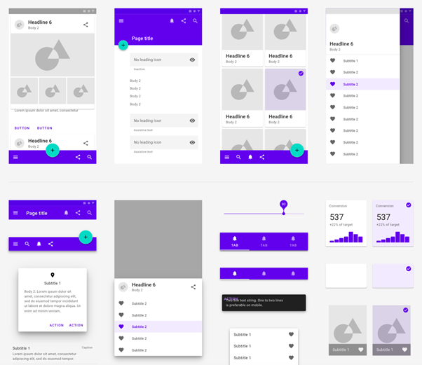 Baseline components in the Material Design UI kit that you can use for your project. 