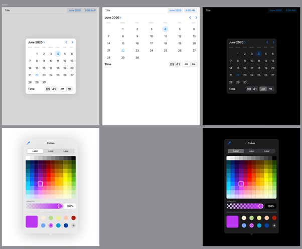 User interface elements for iPad from the Apple UI Design kit. 