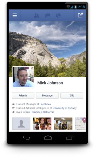 Image of Facebook's hamburger menu in their mobile app.