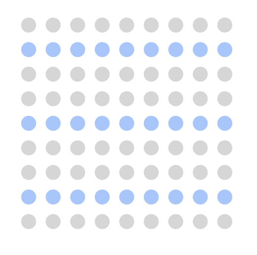 You probably see different groups of colored circles rather than a single collection of circles.