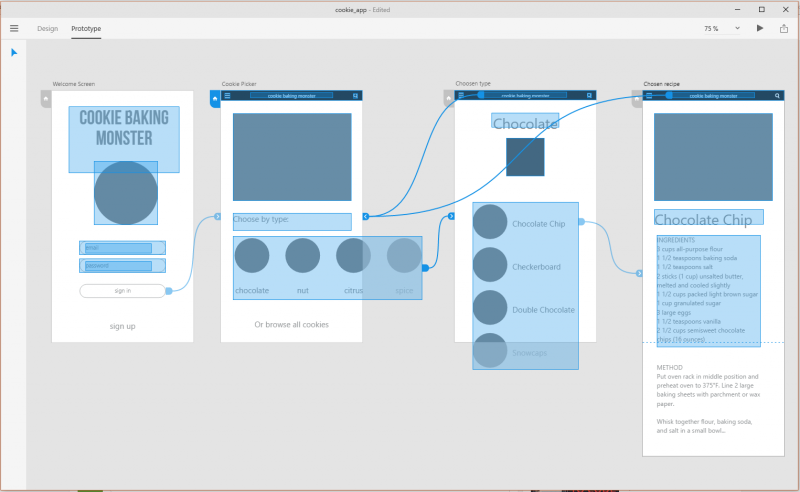 Create prototypes from wireframes using Adobe XD.