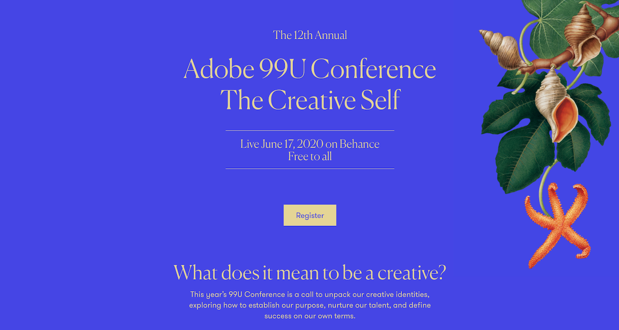 Promo banner for the Adobe 99U design Conference.