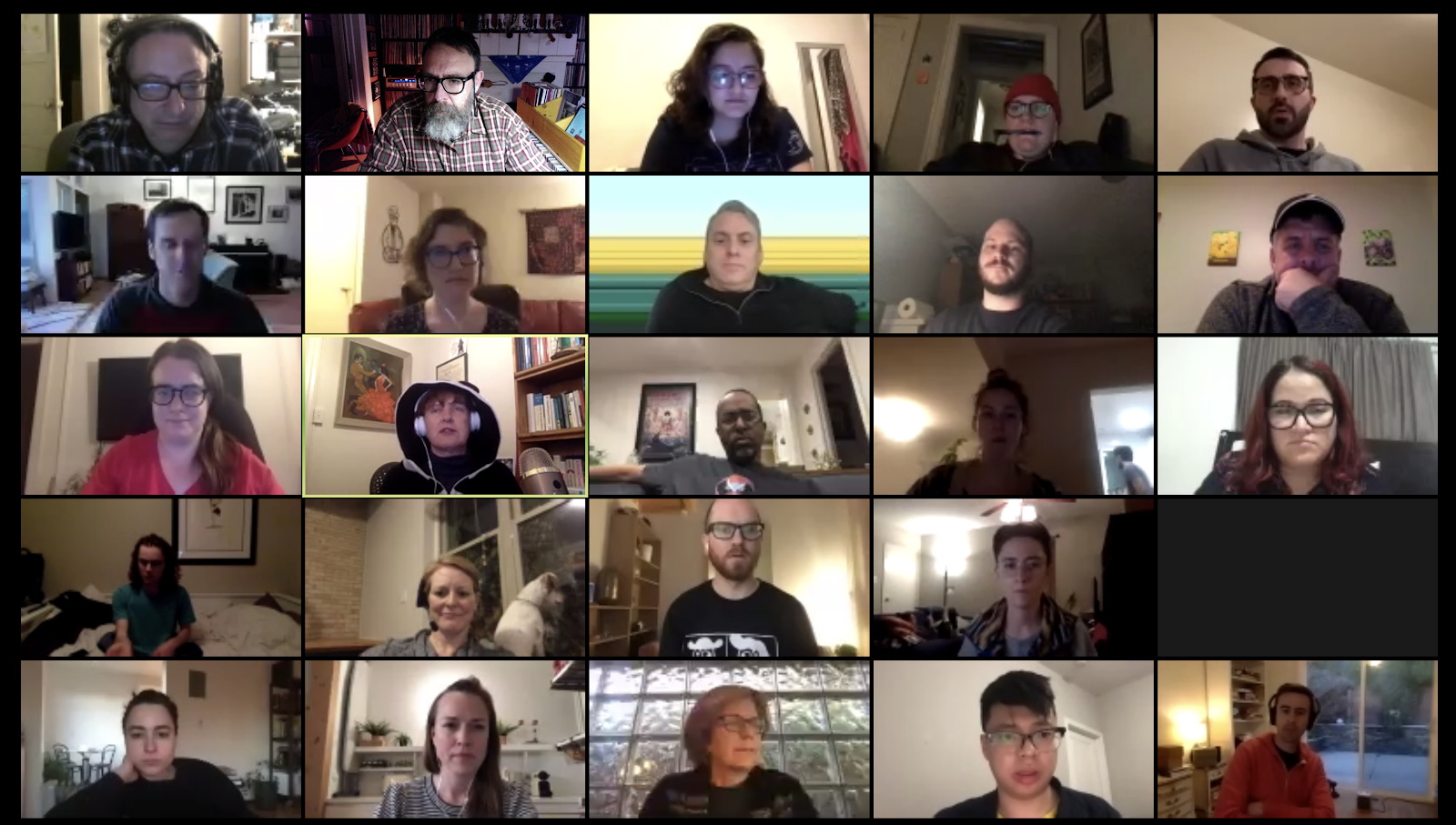 Screengrab of the Zoom video conference with 25 participants in grid format.