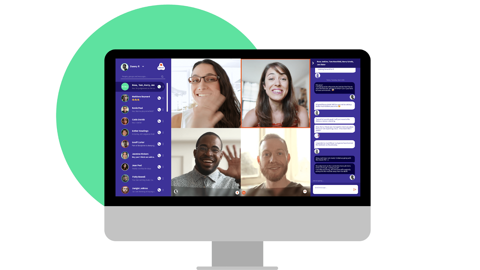 A concept UI design for a video conferencing application.