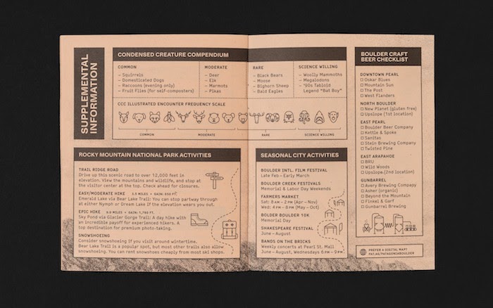 Photograph of leaflet showing supplemental information for a Boulder city guide.