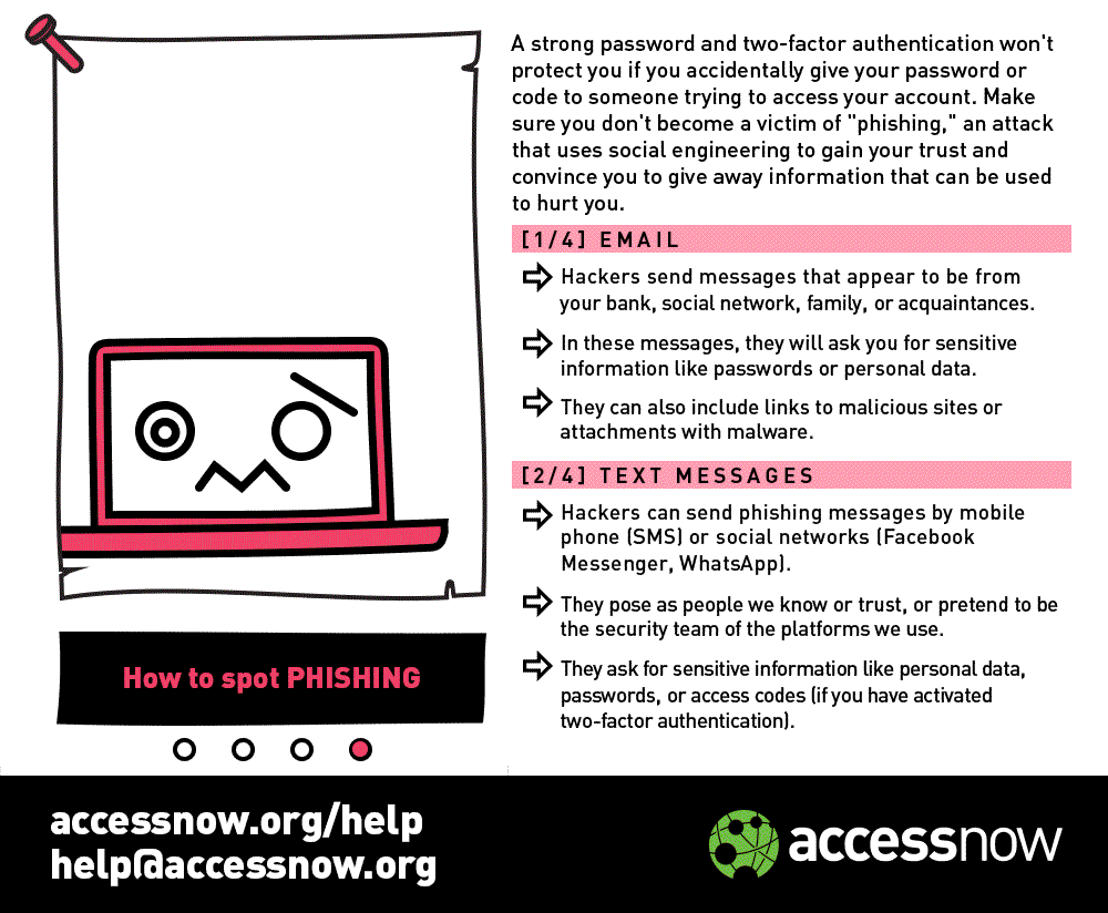 GIF of “How to Spot Phishing” tip from the Digital Security Booklet.