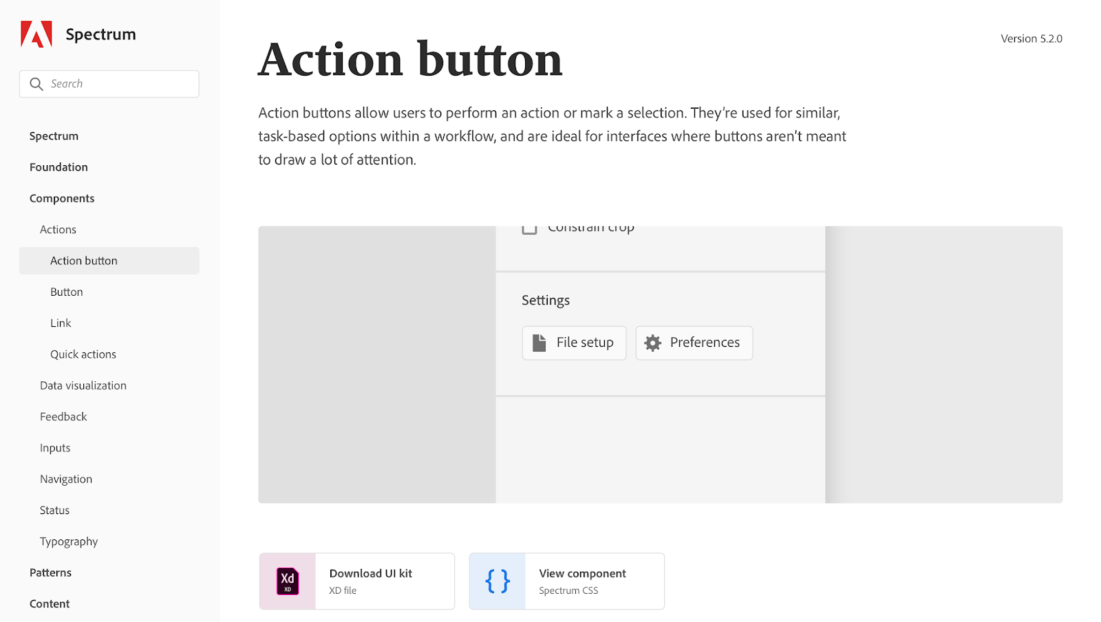 The Adobe Spectrum design system uses an easy-to-follow structure that makes documentation readable and its organization intuitive.