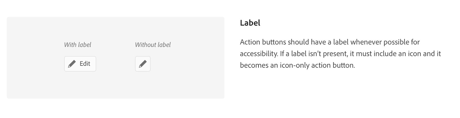 Adobe Spectrum pairs visual examples with a text description. By doing so, it simplifies user comprehension.