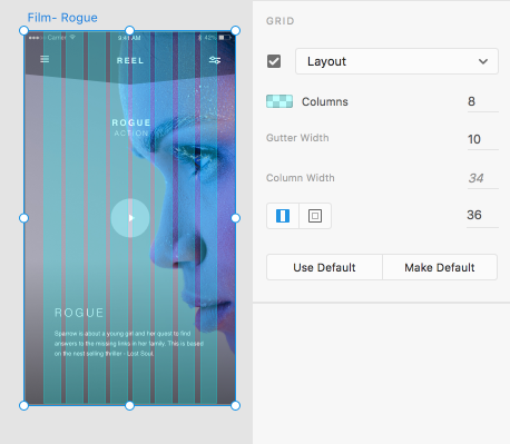 The layout grid in Adobe XD.