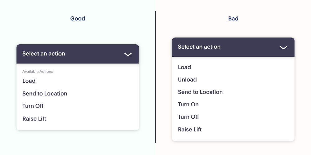 In a software UI for a manufacturing plant, good ux prevents errors by hiding user options that would result in an error while bad UX provides all of those options regardless of the potential errors they will cause.