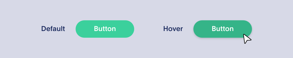 A hover state applied to a default button darkens the button color fill.
