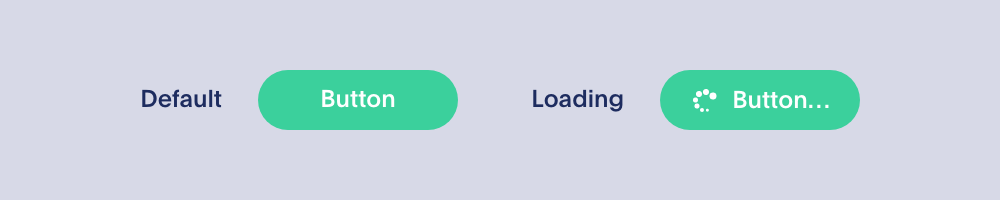 A loading state applied to a default button introduces an animated spinner icon.