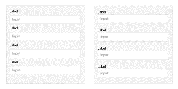 Two variations of form fills that features labels closer and farther apart from relevant fields. 