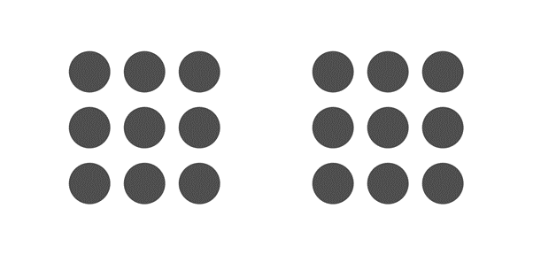 White space separates circles into two individual groups.