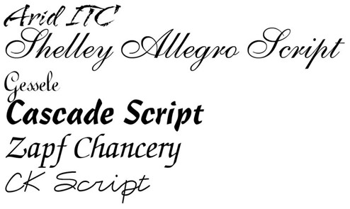 Image showing script font examples. 