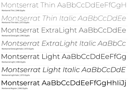 Image showing examples of Montserrat text styles.