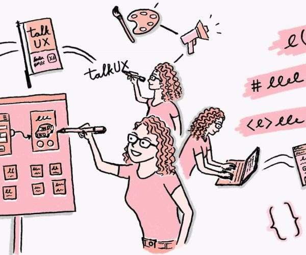 illustration of women designing and coding