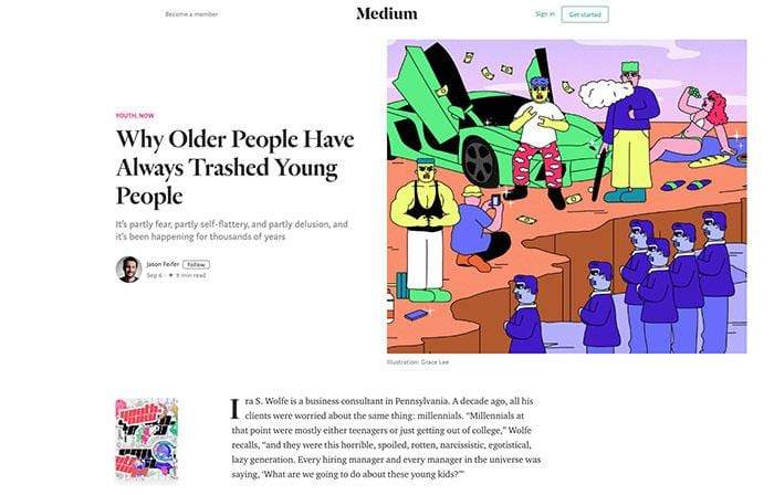 A Screenshot of a story page on Medium.com in 2018.